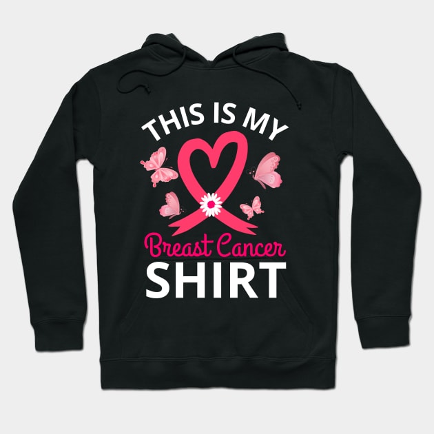 Butterflies Pink Ribbon Heart Shaped THis Is My Breast Cancer Shirt Hoodie by Illustradise